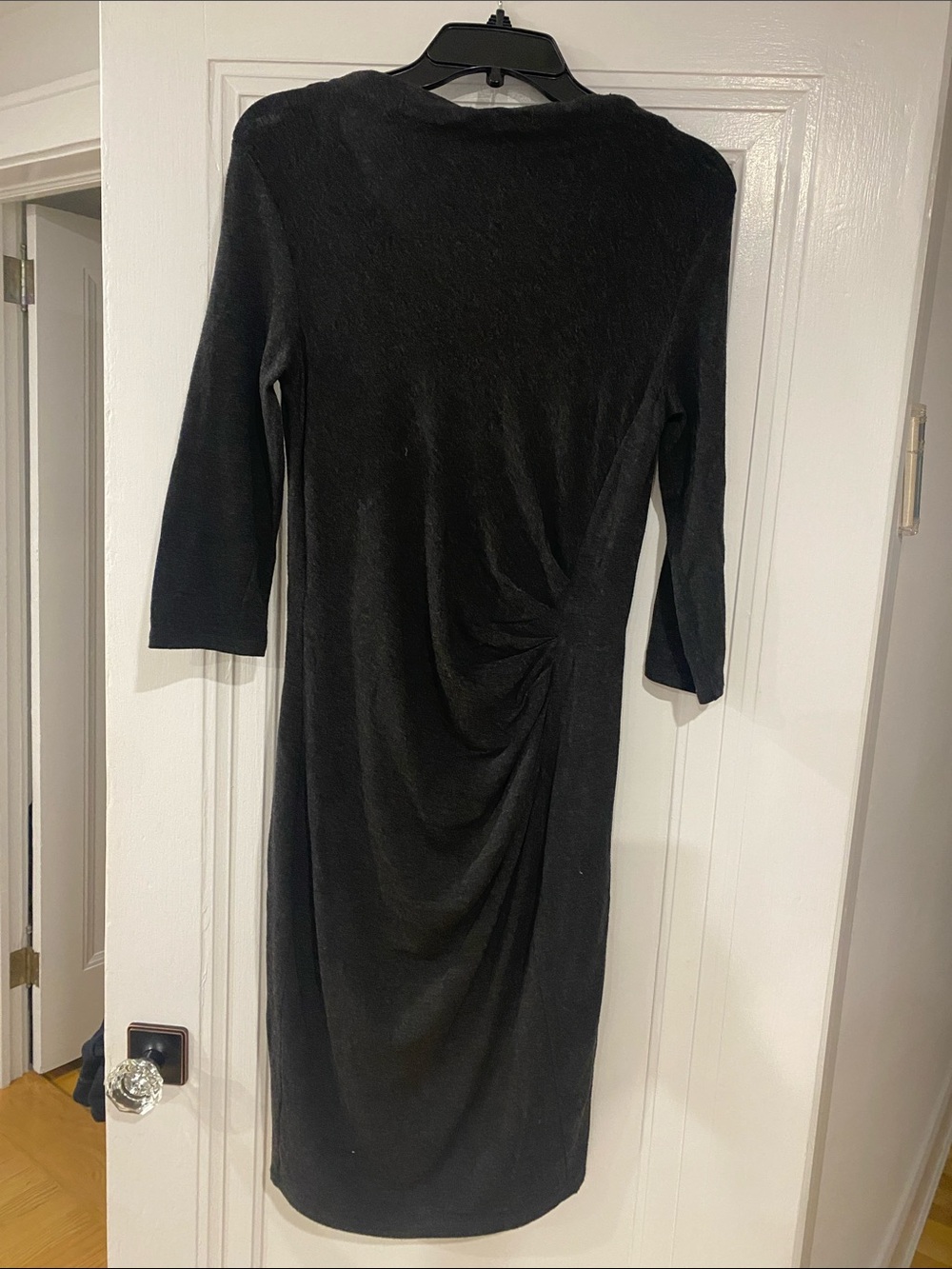 MaxMara charcoal gray Midi Dress with Side Drape